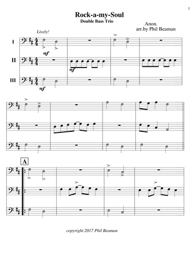 Rock-a-my-Soul - Double Bass Trio