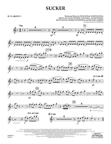 Sucker (arr. Paul Murtha) - Bb Clarinet 1