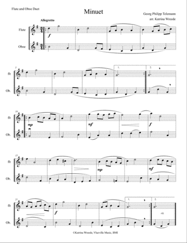 Minuet for Flute and Oboe by Telemann