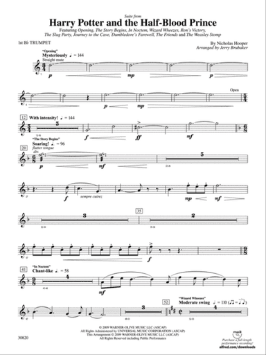 Harry Potter and the Half-Blood Prince, Suite from: 1st B-flat Trumpet