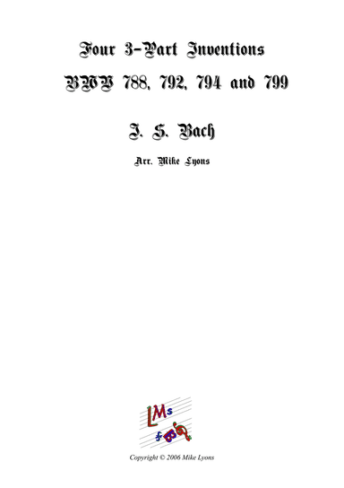 Double Reed Quintet - Four Three-Part Inventions BWV 788, BWV 792, BWV 794 and BWV 799