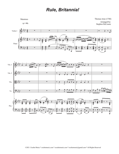 Rule, Britannia! (String Quartet and Piano)