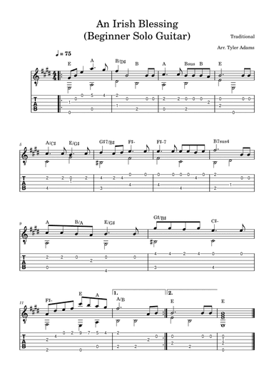 Irish Blessing (Beginner Solo Guitar)