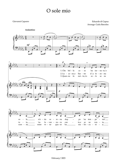 O Sole Mio (Eduardo di Capua) - Db Major