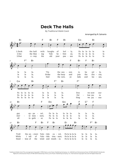 Deck The Halls (Key of B-Flat Major)