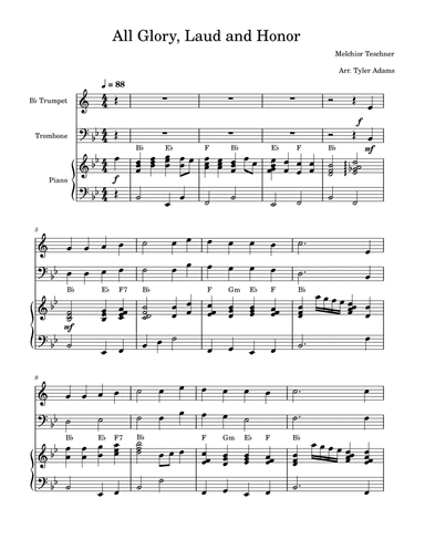 All Glory, Laud and Honor (Trumpet and Trombone Duet with Piano)