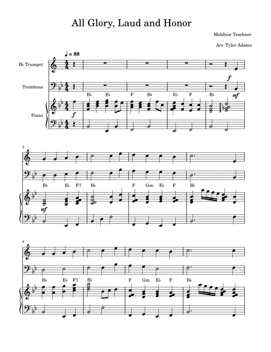 All Glory, Laud and Honor (Trumpet and Trombone Duet with Piano)
