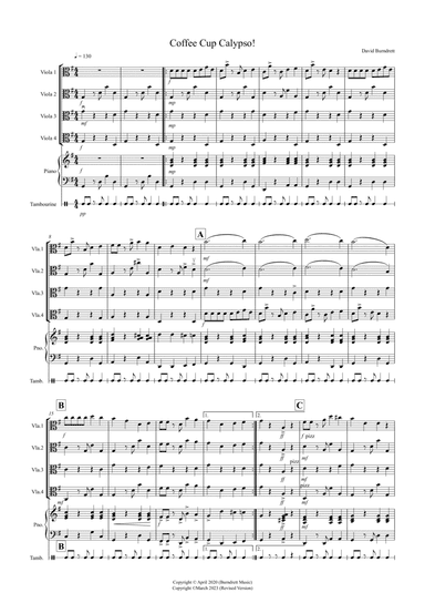 Coffee Cup Calypso! for Viola Quartet