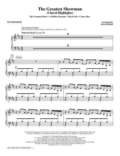 The Greatest Showman (Choral Highlights) (arr. Ed Lojeski) - Synthesizer