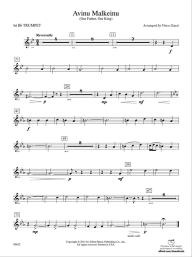 Avinu Malkeinu: 1st B-flat Trumpet