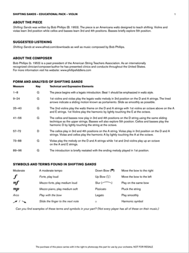 Shifting Sands: Violin Educational Pack