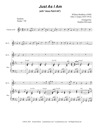 Just As I Am (with "Jesus Paid It All") (Bb-Clarinet solo)