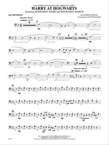 Harry at Hogwarts (from Harry Potter and the Goblet of Fire): 2nd Trombone