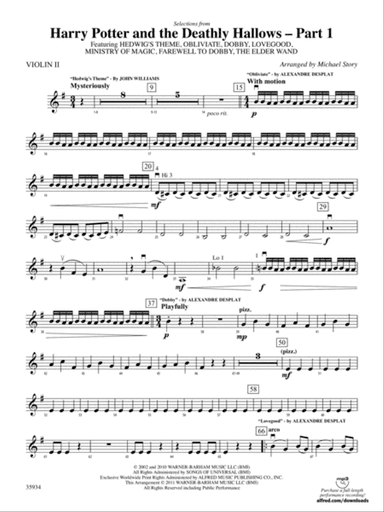Harry Potter and the Deathly Hallows, Part 1, Selections from: 2nd Violin