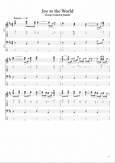 Joy to the World for bass and guitar duet