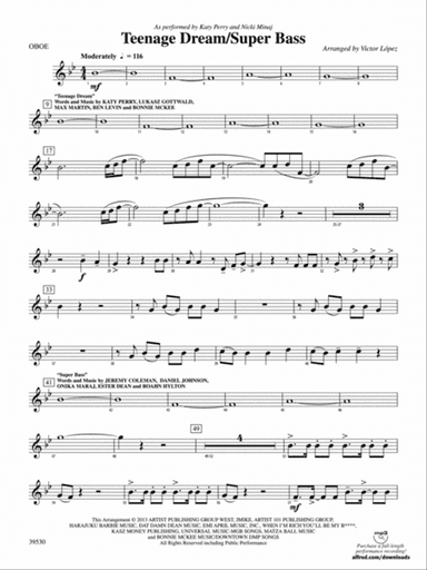 Teenage Dream / Super Bass: Oboe