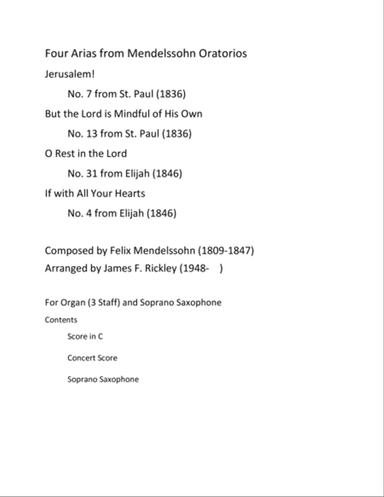 Four Arias from Mendelssohn Oratorios