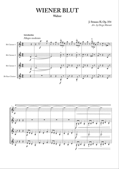 Wiener Blut for Clarinet Quartet