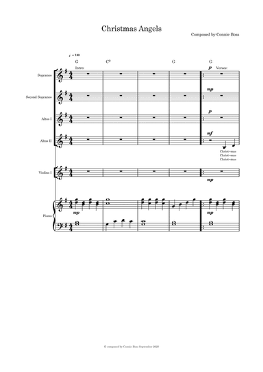Christmas Angels - SSAA violin and piano