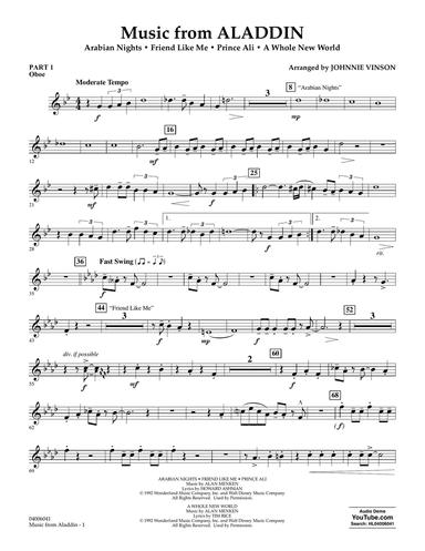 Music from Aladdin (arr. Johnnie Vinson) - Pt.1 - Oboe