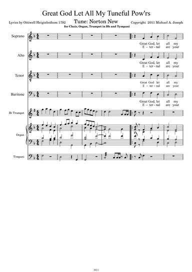 Great God Let All My Tuneful Powers