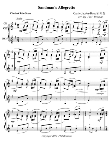 Sandman's Allegretto-Clarinet Trio