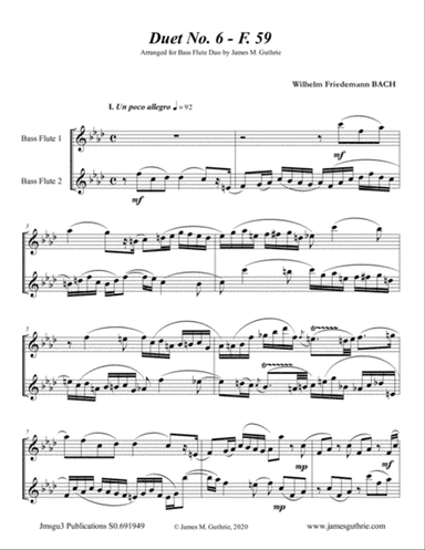 WF Bach: Duet No. 6 for Bass Flute Duo