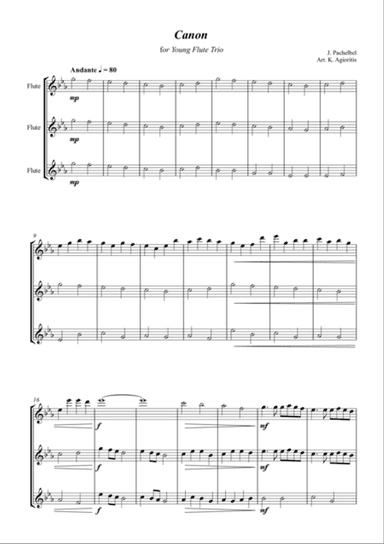 Pachelbel's Canon - for Young Flute Trio