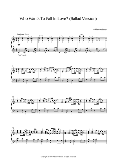 Who Wants To Fall In Love? (Ballad Version) - CrusaderBeach - Beautiful Piano Solo for Wedding