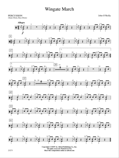 Wingate March: 1st Percussion
