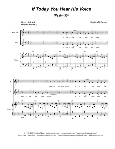 If Today You Hear His Voice (Psalm 95) (2-part choir - (SA)