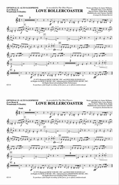 Love Rollercoaster: Optional Alto Sax