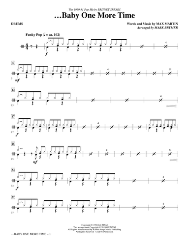 ...Baby One More Time (arr. Mark Brymer) - Drums