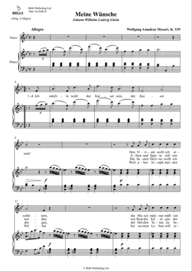 Meine Wunsche, K. 539 (B-flat Major)