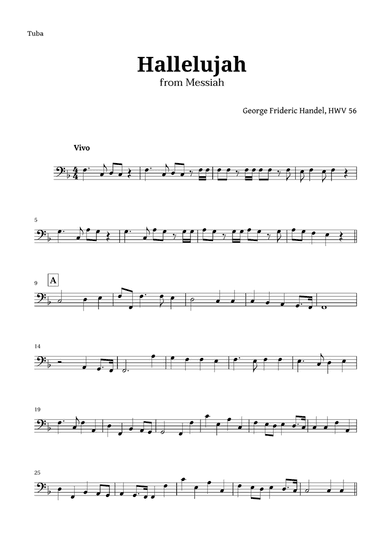 Hallelujah by Handel for Tuba