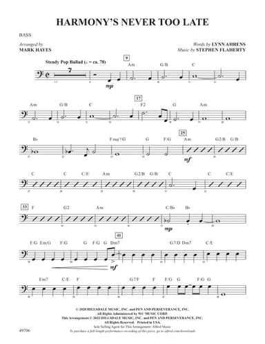 Harmony's Never Too Late: String Bass