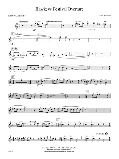 Hawkeye Festival Overture: 1st B-flat Clarinet