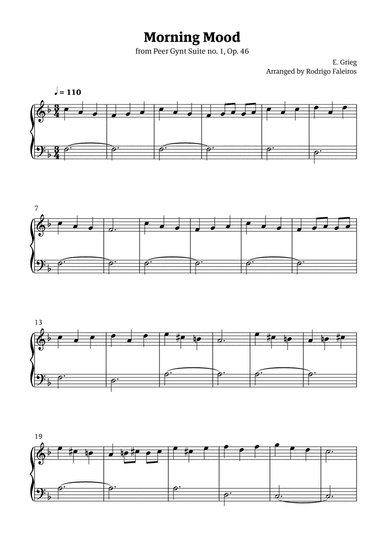 Morning Mood (easy piano - intermediate level 1)