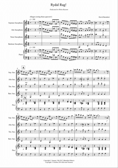 Rydal Rag! for Saxophone Quartet