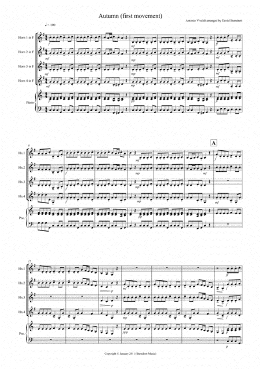 Autumn "Four Seasons" for Horn Quartet