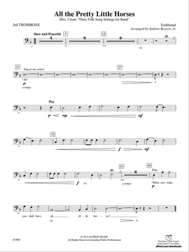 All the Pretty Little Horses: 3rd Trombone
