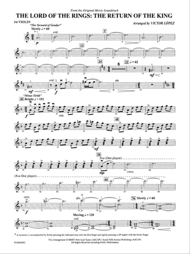The Lord of the Rings: The Return of the King, Suite from: 1st Violin