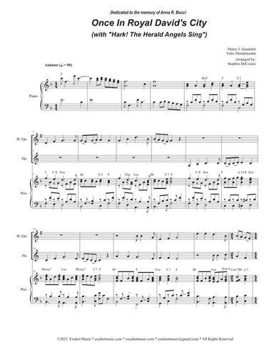 Once In Royal David's City (with "Hark! The Herald Angels Sing") (Duet for Bb-Trumpet & French Horn)