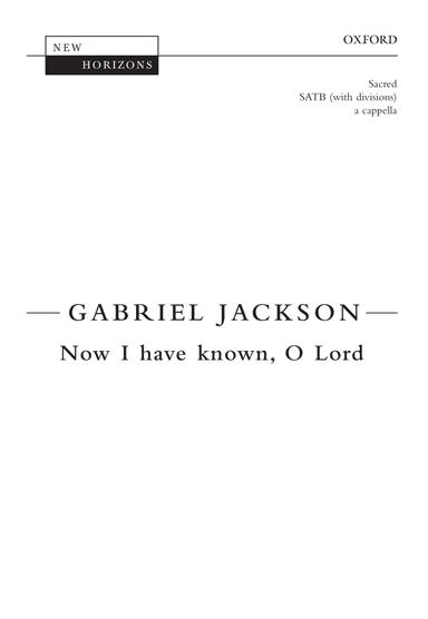 Now I have known, O Lord