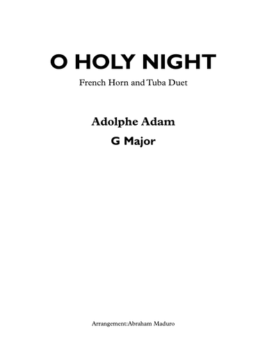 O Holy Night French Horn and Tuba Duet
