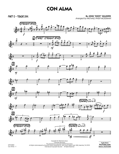 Con Alma (arr. Michael Mossman) - Part 2 - Tenor Sax