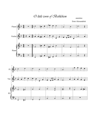 O little town of Bethlhem. Flute, violin and piano Trio