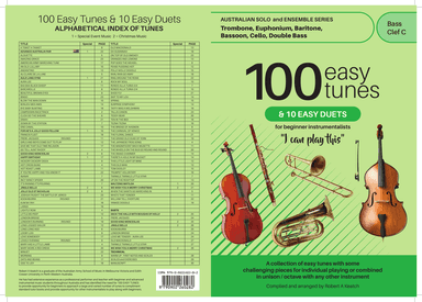 A LEARN TO PLAY book of 100 EASY TUNES & 10 DUETS. Beginner DOUBLE BASS and BASS GUITAR in BASS CLEF