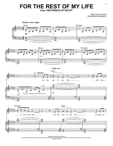 For The Rest Of My Life (from The Prince Of Egypt: A New Musical)