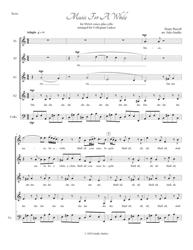 Music For A While (Purcell) SSAA plus Cello